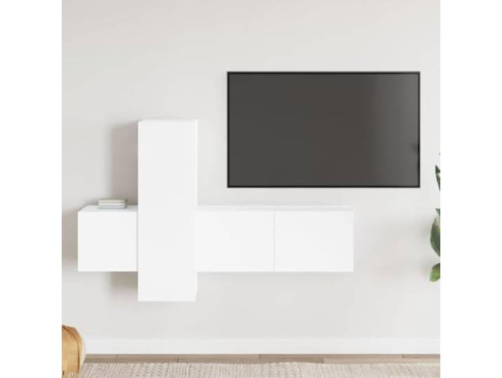 HEFZGDB 3-TLG. TV-Schrank-Set Weiß Holzwerkstoff Wandmontage mit Staufächern für Aufbewahrung