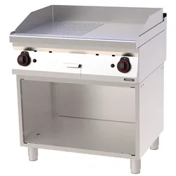 Snackplatte Gusseisen gerillt glatt mit Unterbau Gas 80 - Linie 700 C7PASFRLG80S Casselin