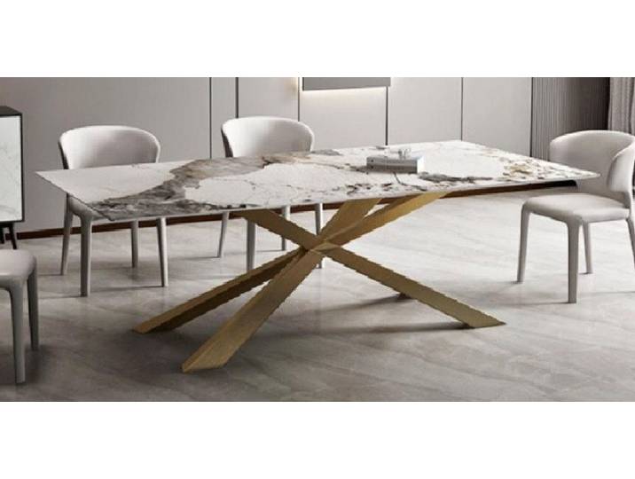 Xlmoebel Esstisch Edelstahl Esstisch mit X-Beinen für modernes Esszimmerdesign (1-St., Esstisch), Hergestellt in Europa