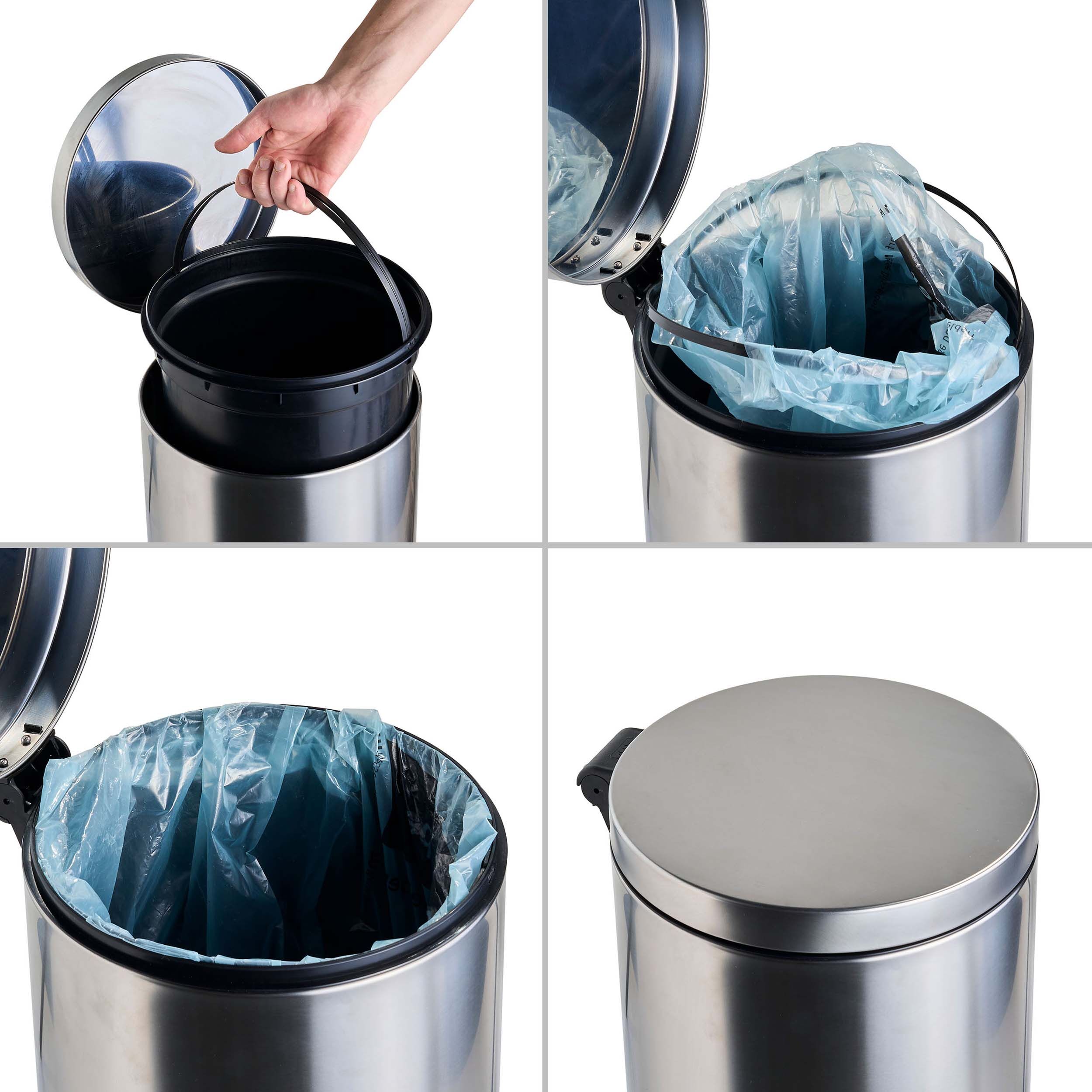 SPRINTIS Poubelle à pédale 12l argent   acier inoxydable   mat
