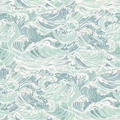 WallPops Crashing Waves Turquoise Peel and Stick Wallpaper