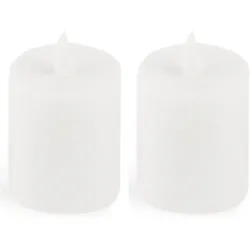 LED Kerze Outdoor 2x weiß Grablichter LED mit Batterie Dauerkerze LED Kerzen flackernde Flamme Dauerbrenner LED Friedhofskerze Ambientebeleuchtung Gedenkkerze