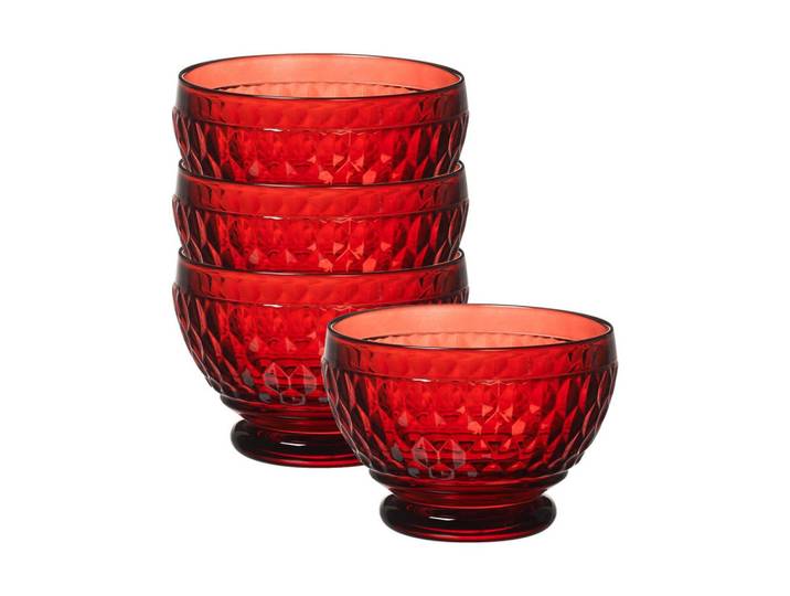 Villeroy & Boch Dessertschalen Boston Coloured Rot ø 11,7 cm 4er Set, Glas, Geschirr, Schalen & Schüsseln, Dessertschalen