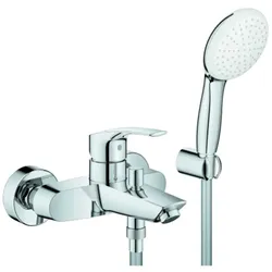 Grohe Eurosmart Einhand-Wannenarmatur, Aufputzmontage, mit Brausegarnitur, Ausladung 188mm, 25276003