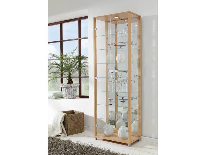 Vitrinenschrank Exhibit IV 58 x 172 x 33cm Braun/Buche Dekor