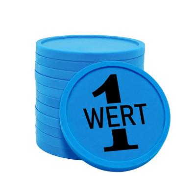 CombiCraft Kunststoff Wertmarken Chips 1 Wert in Blau- 100 Stück - Ø29 mm