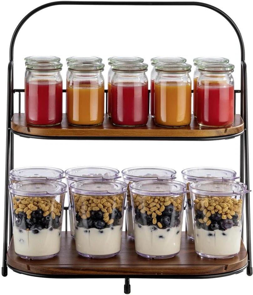 Etagere APS "2-stufige Etagere", braun (braun, schwarz), H:40cm, Massivholz, Metall, Servierplatten, Etagere, ermöglicht platzsparende und versch. Präsentationsmöglichkeiten braun, schwarz B/H/L: 40cm