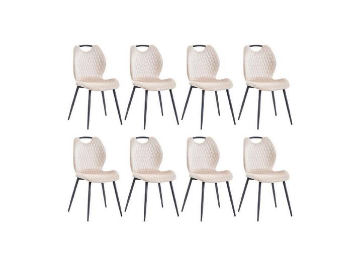 LuxusKollektion Esszimmerstuhl Esszimmerstuhl Polsterstuhl Küchenstuhl Metallbeine 8er-set Beige