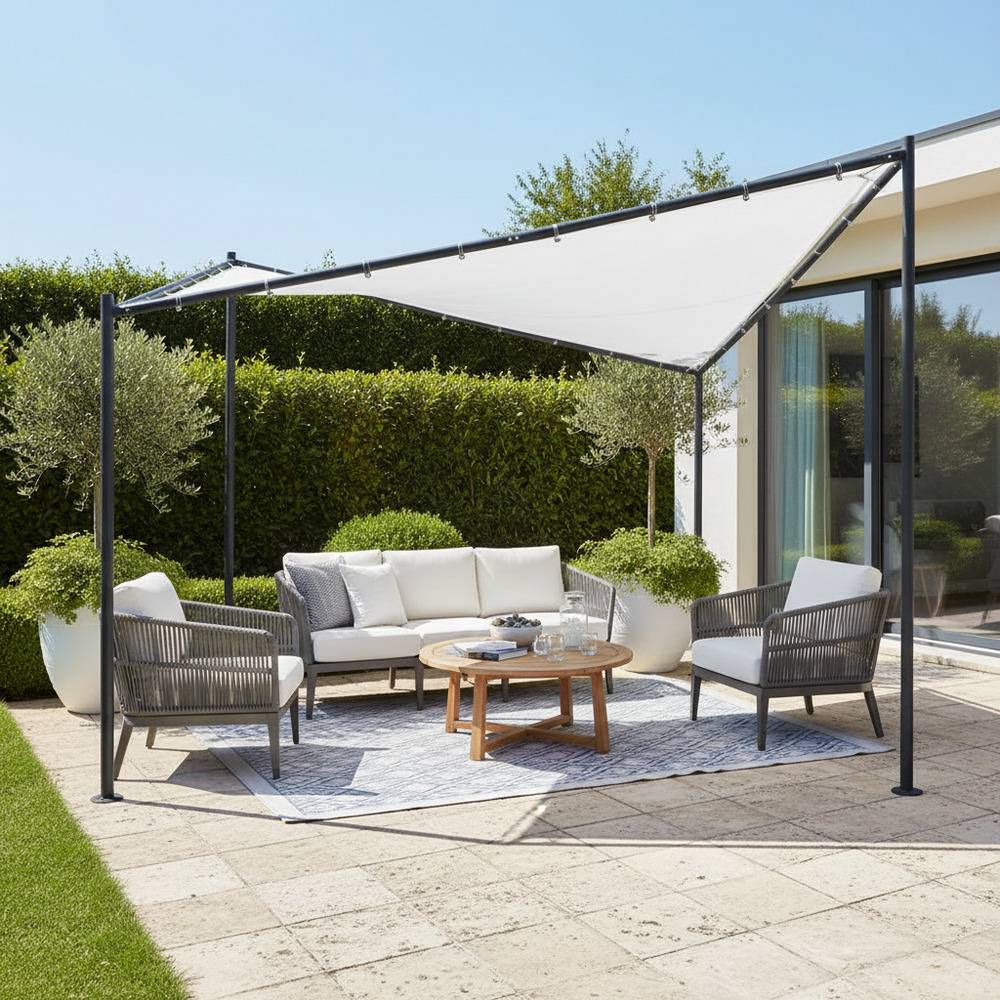 Pharao24.de Pavillon 350 cm breit Weiß und Schwarz