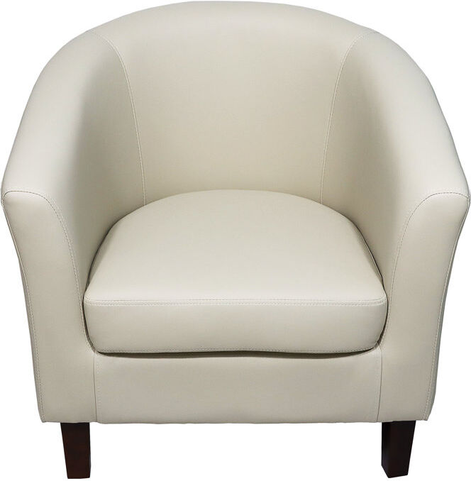 Lark Manor Mina Faux Leather Barrel Chair Cream 74cm H X 65cm W X 72cm D