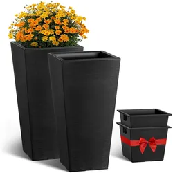 VEVOR Blumentopf, 2er Set, Großer Pflanzentopf 570 mm, Modernes Design, Integriertes effizientes Drainagesystem, Pflanzenkübel, Blumenkübel, Topf für Veranda, Patio, Außen, Innen, Schwarz