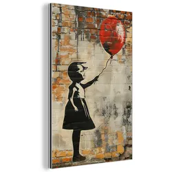 METALLBILD Graffiti - Banksy - Mädchen - Straßenkunst Deko Schlafzimmer 40x60 cm