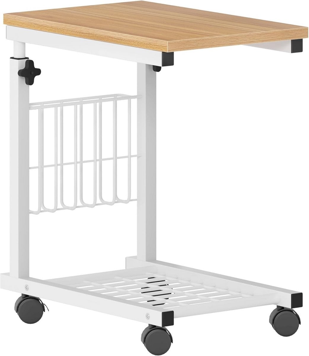 Verstelbare Laptoptafel met Wielen en Opslag voor Thuis