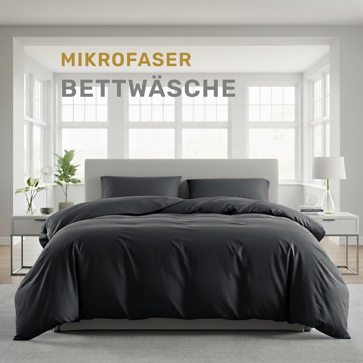 Dekbedovertrek Set Microvezel - Antraciet - 220x240 cm