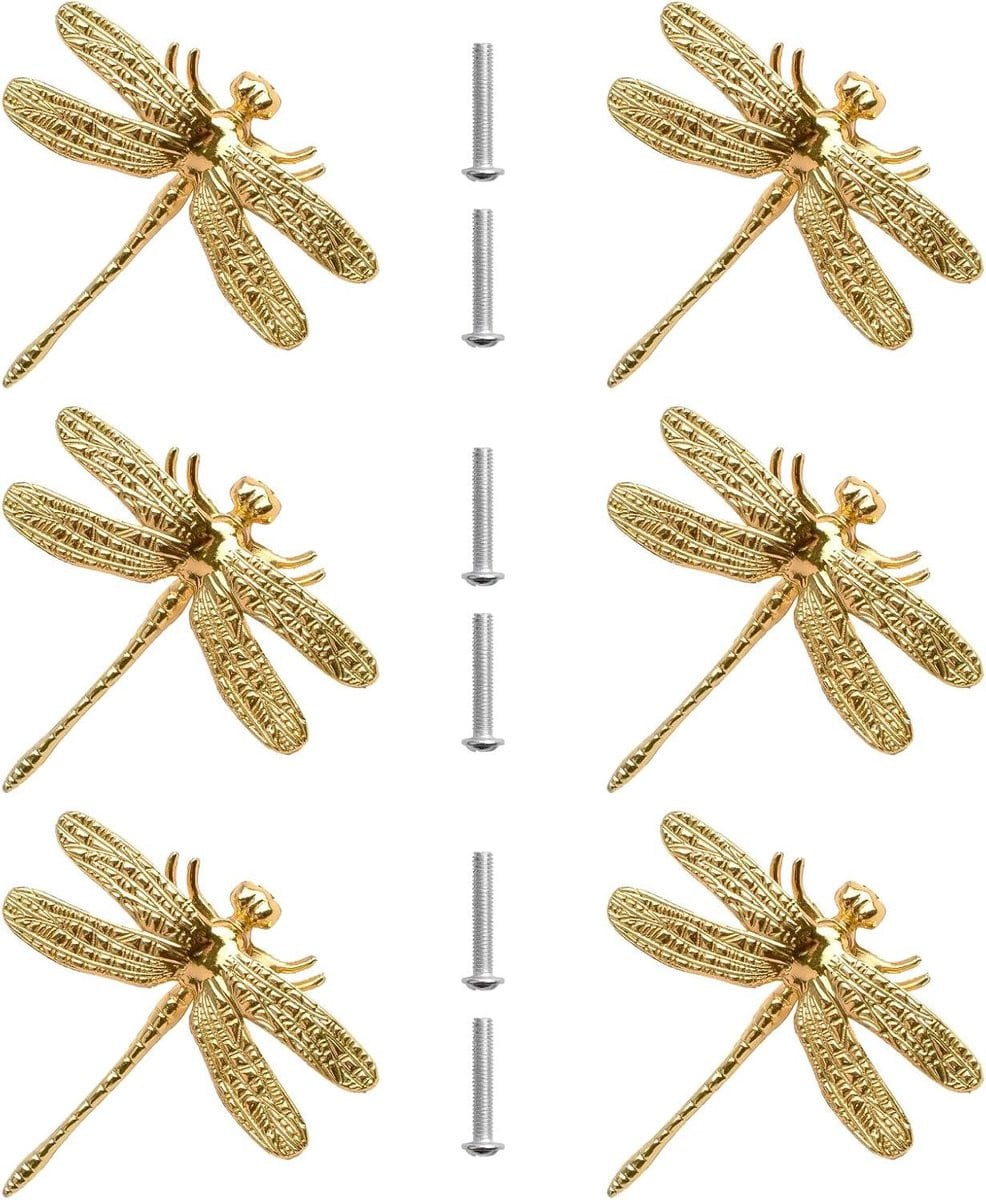 Libelle Kastknoppen Dierlijke Ladegrepen Goud - 6 stuks