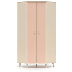 KLEIDERSCHRANK 2 Türen Alycia Beige - Korallenrosa - Holzeffekt