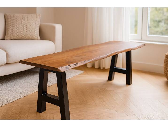 SAM® Sitzbank Quento, Akazie, Baumkante, verschiedene Metallgestelle und Größen