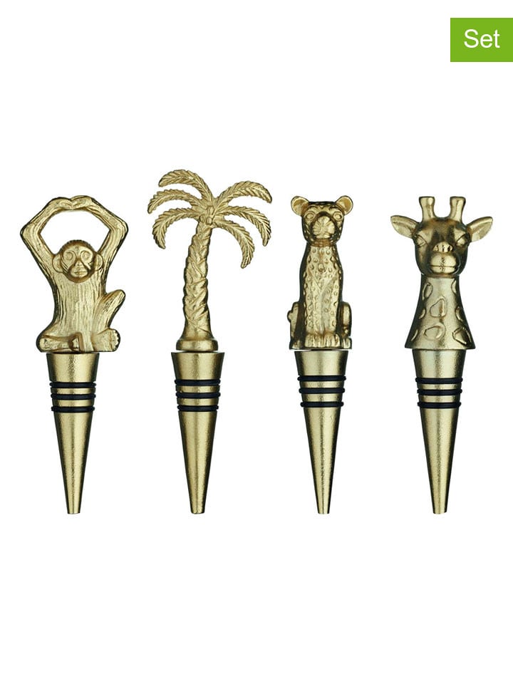 BarCraft 4er-Set: Flaschenverschlüsse in Gold - (H)12,5 cm - onesize