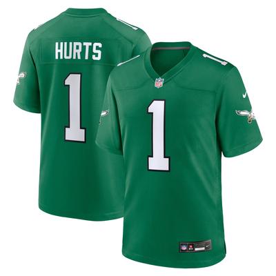 Footballtrikot NIKE "Nike Trikot Philadelphia Eagles NFL Throwback Jersey Hurts 1", Herren, Gr. L, grün (mehrfarbig), 100% Polyester, Trikots