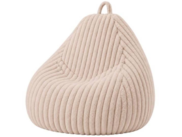 Sitzsack für Erwachsene aus geripptem Kunstfell, 120x100 cm, Beige
