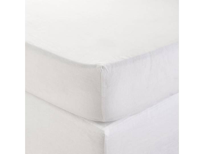 Drap housse en lin blanc 160x200 cm
