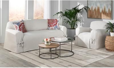 Bow Sofa Slipcover Furniture & Pet Protector by BrylaneHome in Beige