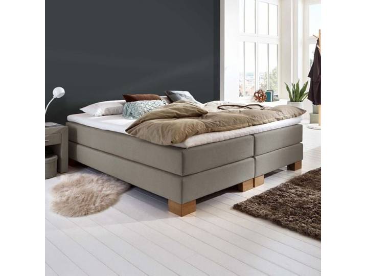HOMELIV. Boxspringbett Peachland Webstoff ohne Kopfteil 160x200cm Box Federung Härtegrad: H2 Hellgrau klassischer Stil