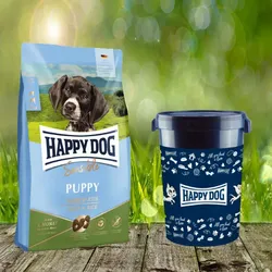 Happy Dog Sensible Puppy Lamm & Reis 10 kg + Happy Dog Futtertonne 43 Liter *geschenkt*