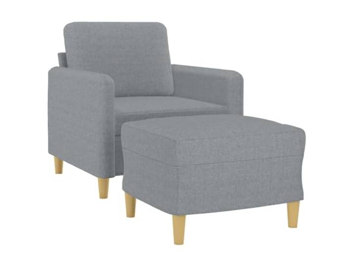 KTHLBRH Sessel mit Fußstütze hellgrau 60 cm Atmungsaktiver Stoff, Metallrahmen, Schaumstoff, 110 kg, für Wohnzimmer
