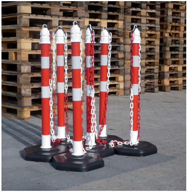 TEMKA Poteaux de chaîne - Set, r/b 6 poteaux + chaîne 5x3m (12463 ZR)