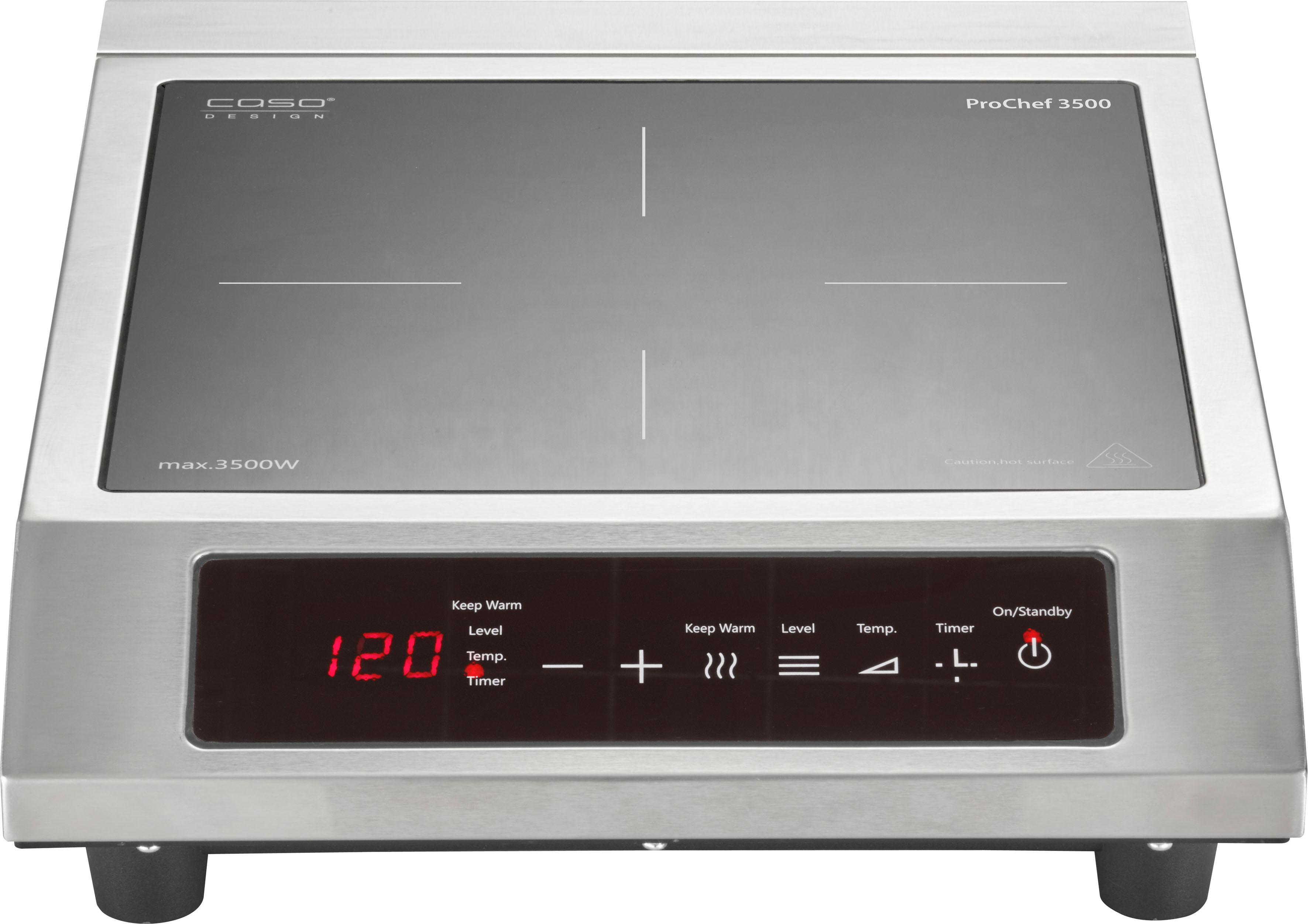 CASO Einzel-Induktionskochplatte "2364 Pro Chef 3500", schwarz (silberfarben), B:32cm H:9cm T:42cm, Kochplatten, Einzel-Induktionskochplatte
