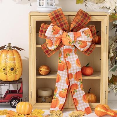Snug & Styled Harvest Festival Thanksgiving Wreath Bow For Front Door Fall Decor b Type