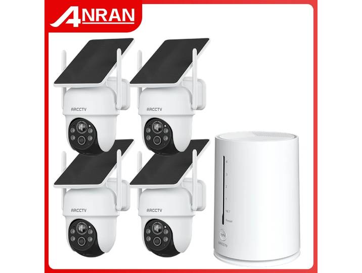 ANRAN 2K batterie solaire Kit de caméra ARCCTV extérieur sans fil PTZ Surveillance caméra de sécurité ensemble détection humanoïde sirène alarme