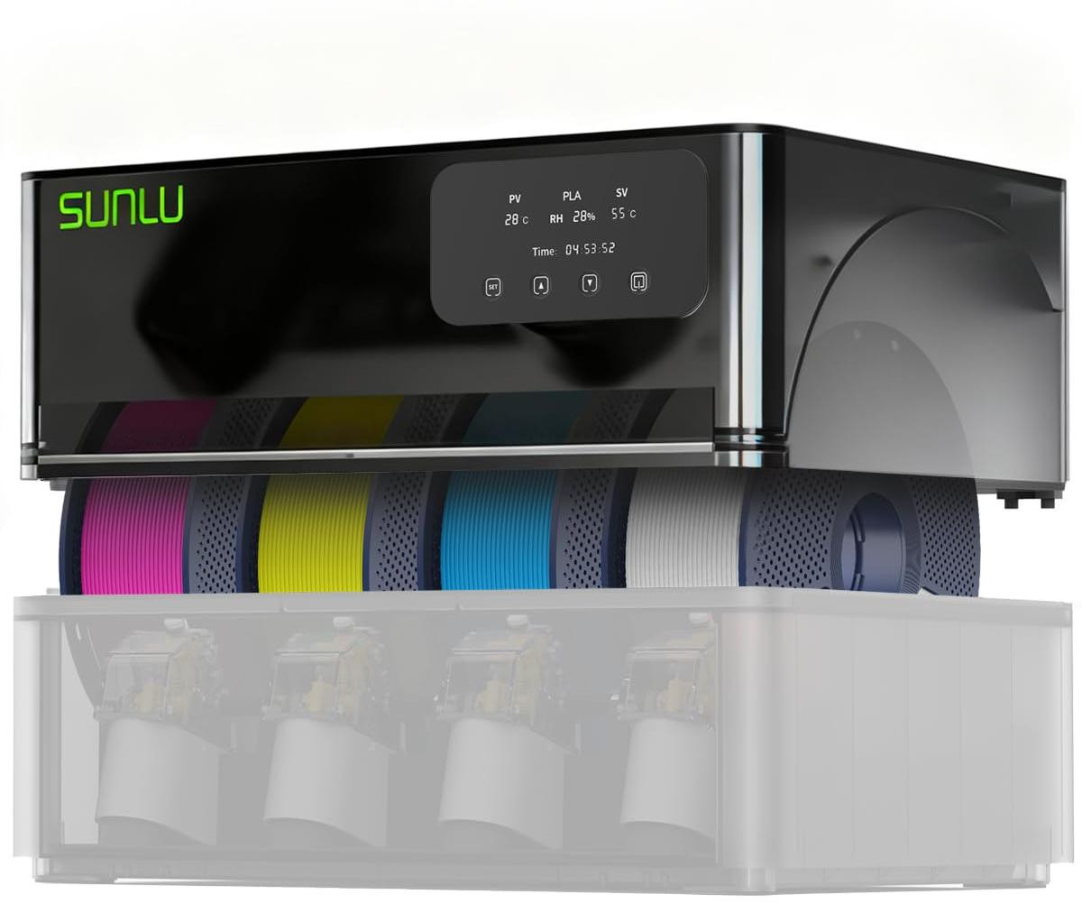Selius AMS filamentdroger voor 3D-printer met dubbele luchtstroom en verwarming tot 70 graden voor 4 spoelen
