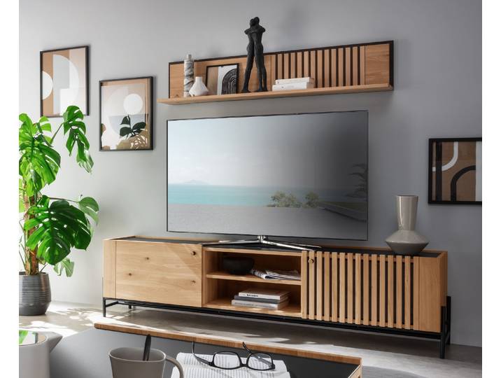 TV-Lowboard Biarritz aus massiver Wildeiche – Montierte Lieferung – 3%-Vorkasse-Rabatt