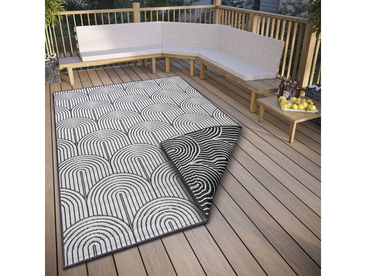 Outdoorteppich HANSE HOME Pangli, Wendeteppich , schwarz, B:80cm H:5mm L:150cm, Polypropylen (PP), Teppiche, Outdoorteppich, In-& Outdoor, Teppich, Wetterfest, Balkon, Garten, Wohnzimmer, Modern