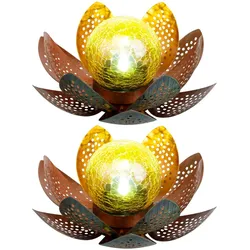 2x LED Solarleuchte Außenlampe Gartenleuchte Terrassenleuchte Solar Blume Gold Metall IP44