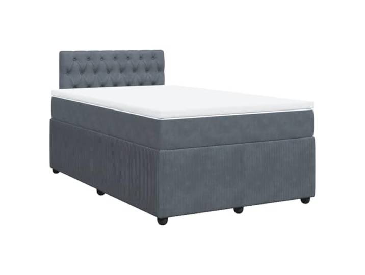 vidaXL Boxspringbett mit Matratze Dunkelgrau 120x190 cm Samt