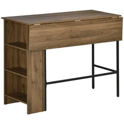HOMCOM Küchenwagen mit Stauraum, klappbare Seitenplatte & 3 Regale - 120 x 76 x 91,4 cm, Braun