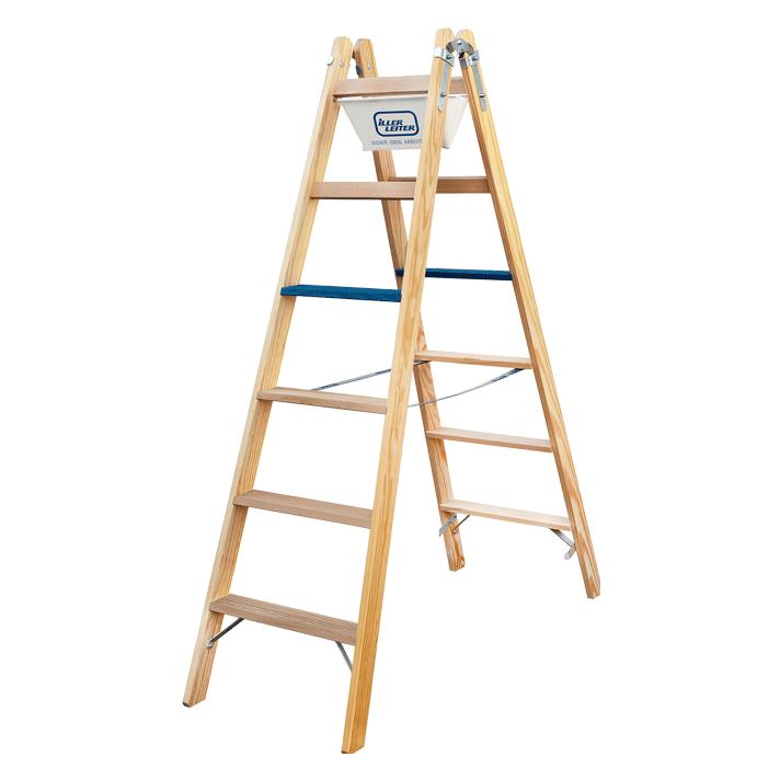 Geis&Knob Bockleiter aus Buche - mit tiefen Stufen (Stehleiter, 181 cm) (2106-7)
