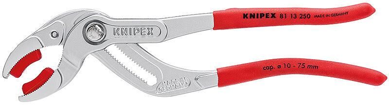 Rohrzange KNIPEX "Siphonzange, Ø 10 - 75 mm, verchromt", grau (aluminiumfarben), B:25cm, Kunststoff, Metall, Zangen, Rohrzange aluminiumfarben Einheitsgröße