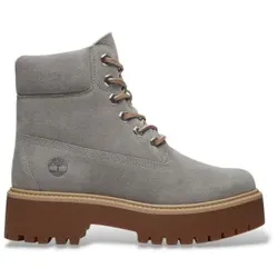 Timberland für Damen. TB0A5THXEJR1 Graue Lederstiefel von Stone Street (36), Wohnung, Schnürsenkel, Lässig