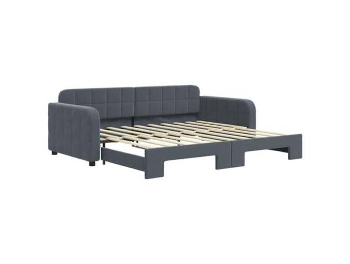 PUGYNBK Schlafsofa Nest, Samt, Dunkelgrau, 90 x 190 cm 2-in-1, Holz- und Metallstruktur, Lamellen im Lieferumfang enthalten, Matratze nicht im Lieferumfang enthalten