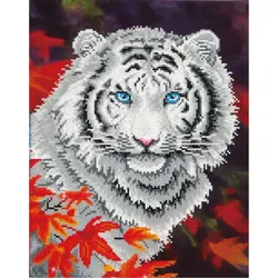 DIAMOND DOTZ Original Diamond Painting Set White Tiger in Autumn 35,5 x 46 cm