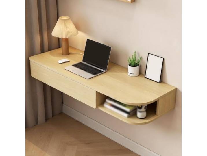 PGZMDTWI Schwebender Schminktisch, Wandtisch, Holz-Arbeitsplatz Platzsparendes Design mit Einfacher Aufbewahrung für Zuhause, Büro und Kleine Wohnung(Left C,120 cm47.24 in)