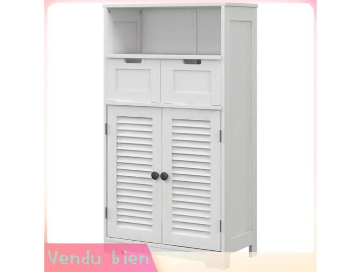 LIA Meuble salle bain 2 portes 2 tiroirs blanc 61x30 5x109 5cm