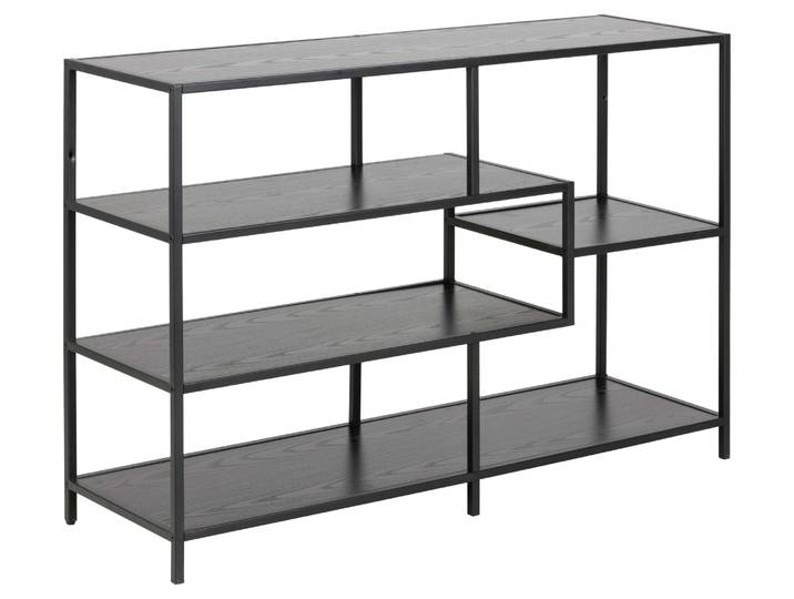 Bücherregal ACTONA GROUP Seaford - Mehrzweckregal & Raumteiler, modern, Metall , schwarz, B:114cm H:78cm T:35cm, Stahl, Regale, Bücherregal, Asymmetrisch, stabil & viel Stauraum, zeitloses Design, 6 Regalböden