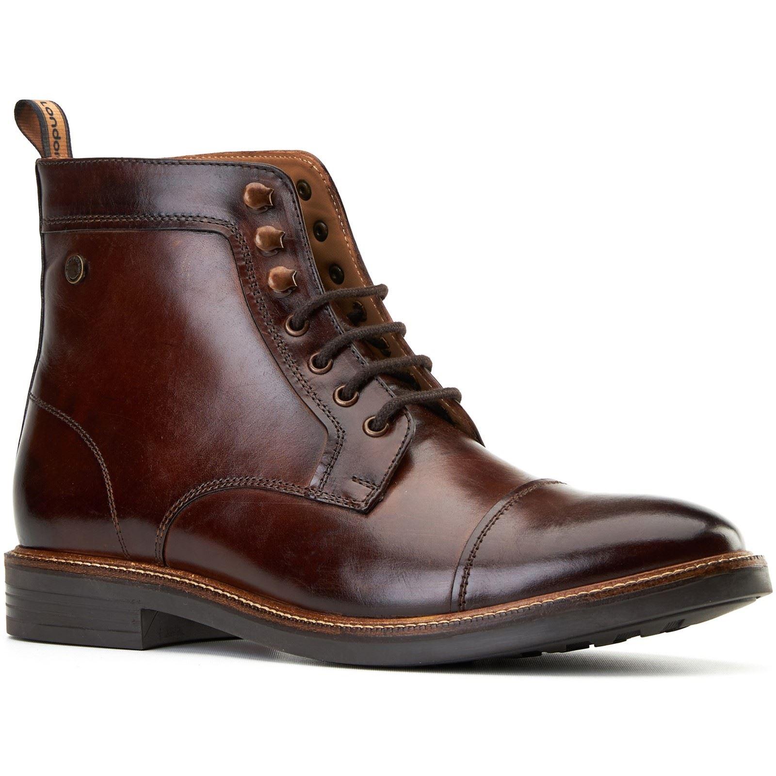 Base London Plymouth Herren Leder Stiefeletten In Braun