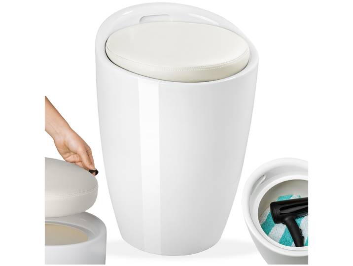 Tabouret coffre de rangement - blanc