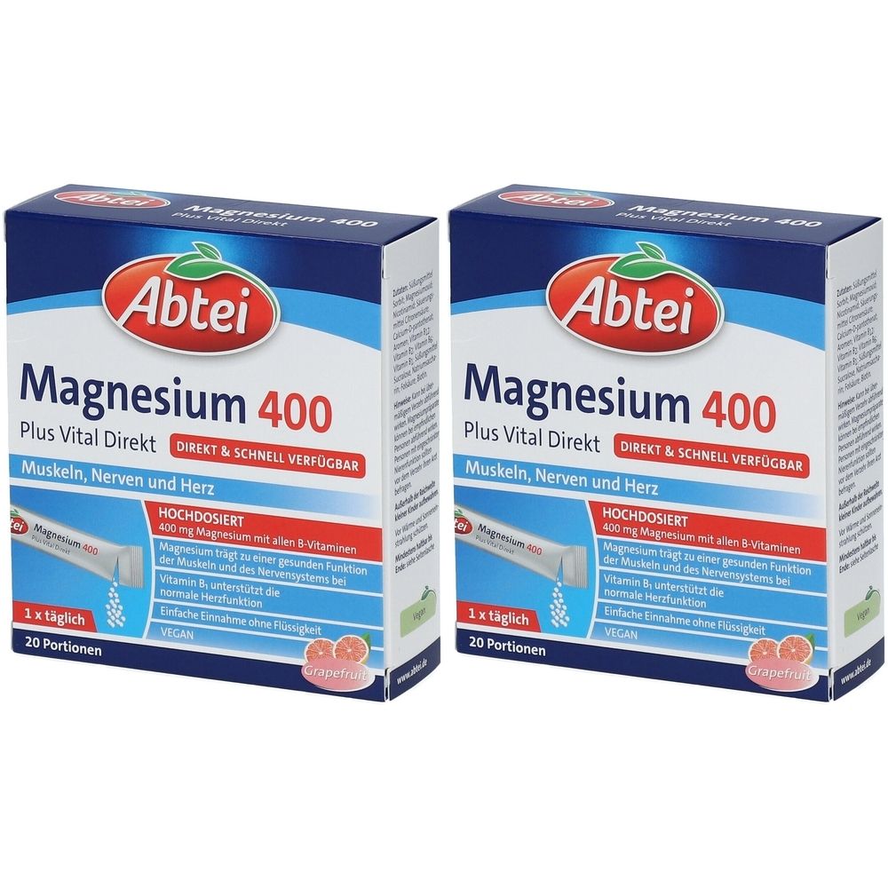 Abtei Magnesium 400 Plus Vital Direkt Granulat 2x 2x20 St